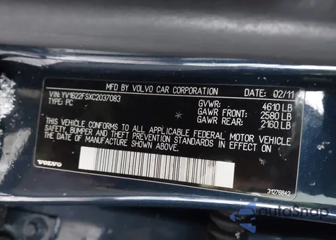 2012 Volvo S60 T5 z USA, uszkodzony, nr VIN YV1622FSXC2037083